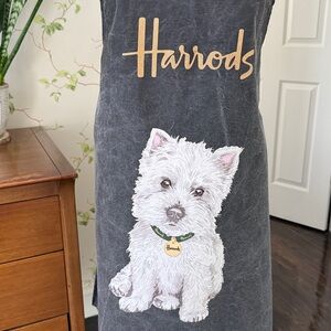 Harrods White Westie Dog Black Adult Kitchen Apron